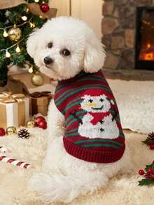 PETSIN 1件裝聖誕雪人寵物毛衣 貓狗通用冬季保暖寵物衣服 - 彩色 - 查看 6
