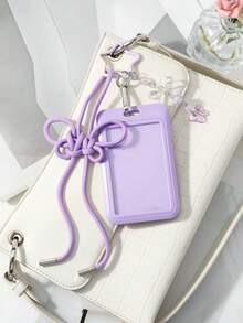 ROMWE Kawaii 1 Unique, Fashionable And Simple Purple Handmade Braided Rope Chinese Knot Acrylic Bow Polka Dot Printing Card Cover DIY Keychain Bag Pendant - Purple - View 14
