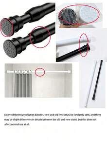 1pc Adjustable Tension Curtain Rod, Multifunctional Extension Spring Curtain Rod, Thickened, Suitable For Bathroom, Kitchen, Wardrobe, Windows, Shower Curtains - Bathroom Accessories No-Drill Bathroom Accessories Bathroom Tools - Multicolor - View 3