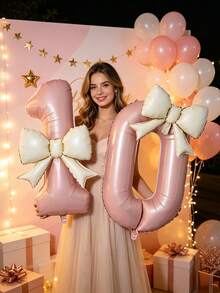 Ins-Style Balloons, Perfect For Coming-Of-Age Ceremonies, Birthday Banquets, Birthday Celebrations, Anniversaries, Proposal Decorations And Many Other Occasions. - Pink White - View 4