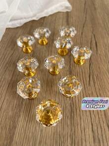 20pcs/30pcs /40pcs/80pcsAcrylic Handle Transparent Crystal Wardrobe Door Diamond Drawer Pulls - gold - View 1