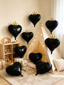 Crown‑Heart Foil Balloon Set, A Preferred Decorative Item For Birthday Banquets, Themed Parties, Arch Scene Arrangements And Family Gatherings. - Black Crown - View 3