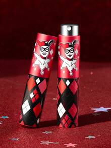 Harley Quinn X SHEIN 0.27 Oz/8 Ml Joker Girl 螺旋噴霧瓶，鑽石紋便攜香水瓶，可重複使用，迷你便攜，附玻璃內膽，適用於香水、保養水及其他液體，附漏斗，易攜帶，適合旅行 - 紅色 - 查看 2