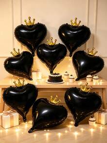 Crown‑Heart Foil Balloon Set, A Preferred Decorative Item For Birthday Banquets, Themed Parties, Arch Scene Arrangements And Family Gatherings. - Black Crown - View 6