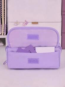Large Capacity Multifunctional Pencil Case With Desk Organizer Dividers Durable Polyester Material Portable Study Desktop Storage Box Multi Compartment For Pens Pencils Markers Ideal Back To School Gift Unisex - multicolor - View 5