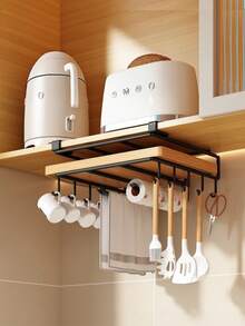 No‑Drill Under Cabinet Storage Rack, Pot Lid Cutting Board Holder, Kitchen Paper Towel Organizer For Home Kitchen - Multicolor - View 3