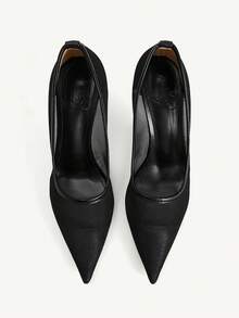 CUCCOO CHICEST Minimalist Style Pure Black Mesh See-Through Pointed High Heels, Thin Heels And Low Vamp Shoes, Daily Street Versatile Models - Black - View 9