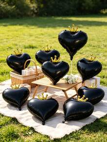 Crown‑Heart Foil Balloon Set, A Preferred Decorative Item For Birthday Banquets, Themed Parties, Arch Scene Arrangements And Family Gatherings. - Black Crown - View 8