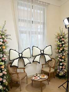 Bowknot Aluminum Foil Balloons, Suitable For Birthday Parties, Themed Events, Family Gatherings, And Decorative Props, Making It Easy To Capture Atmospheric And Cinematic Photos. (In English) - 38 inch white butterfly black edge - View 5