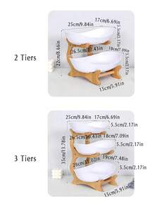 1 White 3-Layer Fruit Tray With Wooden Frame, Kitchen Vegetable And Fruit Basket, Refrigerator Ice Tray - White - View 11
