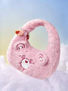 SHEIN X Care Bears Cute 3D Ear Embroidered Plush Bear Handbag, Soft Texture, Spacious, Ideal For Daily Commuting And Casual Outings - Light powder - View 2
