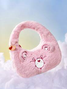 SHEIN X Care Bears Cute 3D Ear Embroidered Plush Bear Handbag, Soft Texture, Spacious, Ideal For Daily Commuting And Casual Outings - Light powder - View 3