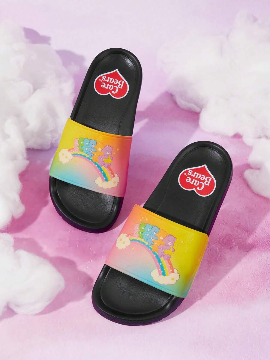SHEIN X Care Bears 女款粉白印花輕量軟底拖鞋 - 彩虹色 - 查看 1