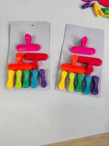 11/8pcs Rainbow Sealing Bag Clips Reusable Moisture Proof Kitchen Storage Organization Keep Fresh Crisp Chip Bag Sealer Home Essentials For Pantry Cabinet Drawer Refrigerator Freezer Camping Travel Picnic Party Gift For Housewarming Holiday - multicolor - View 9