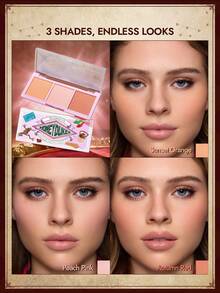 HARRY POTTER X SHEIN 1pc-Autumn 3-Color Blush, High Pigment, 3-In-1, Natural Blush, Long-Lasting - Multicolor pink - View 3