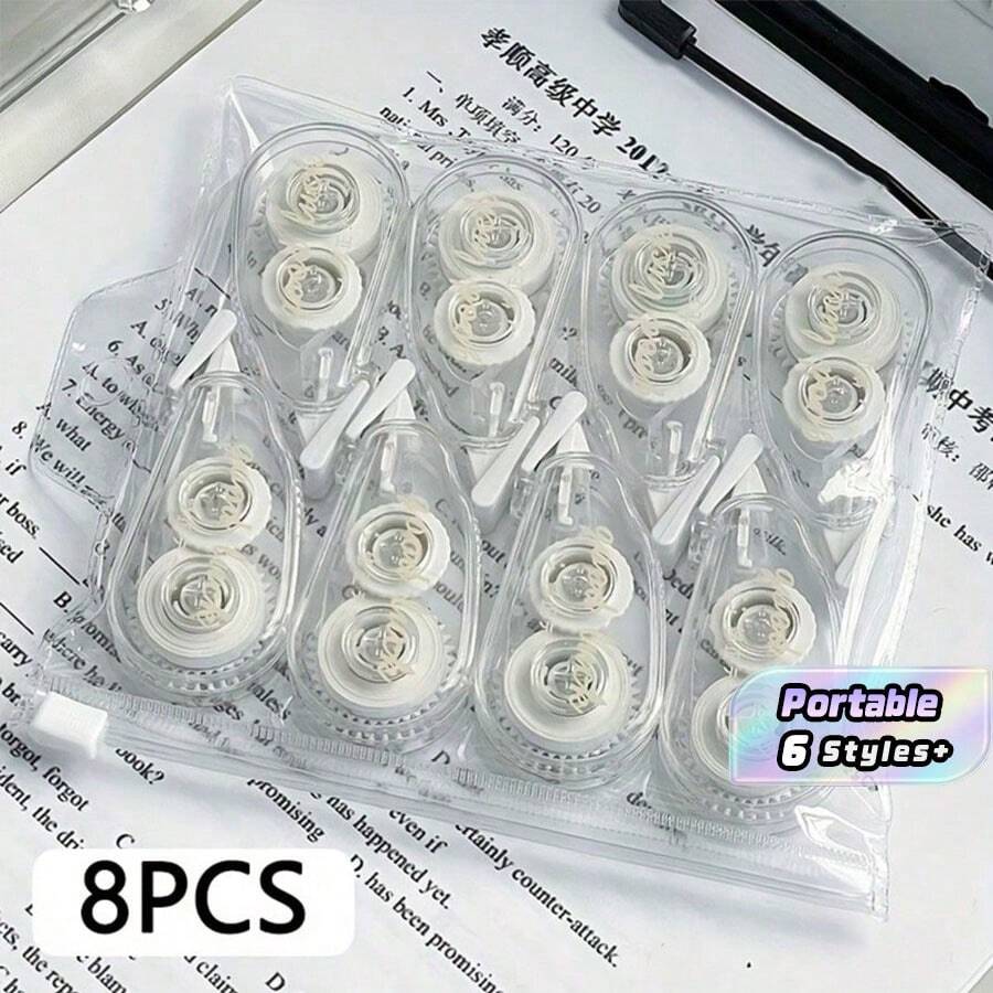 8 Rolls Transparent Mini Correction Tape - Cute Portable Student Size, Smooth And Easy To Erase, Suitable For Note-Taking, Exams And Correcting Errors Anytime, Anywhere - Compact Design, Fits In Pocket Or Pencil Case, Exam Stationery - Clear - View 1
