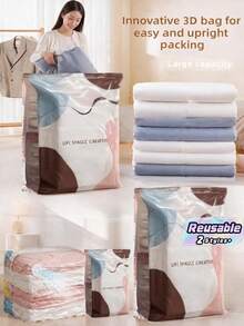 1 Buah Kantong Penyimpanan Vakum Kapasitas Besar, Kantong Kompresi Hemat Ruang Tanpa Pompa, Cocok untuk Pakaian dan Selimut, Dekorasi Kamar Tidur, Perlengkapan Sekolah. - MultiWarna - View 1