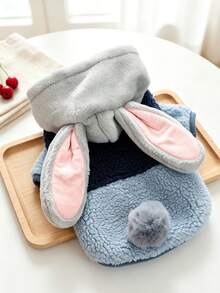 1Pc Bunny Ear Pet Costume, Fleece Warm Dog Coat, Cute Rabbit Outfit For Small Dogs & Cats, Autumn Winter Pet Party Apparel - Multicolor - View 5