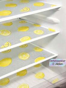 4pcs Waterproof Refrigerator Mats - Moisture-Proof, Anti-Slip, Washable And Reusable. Made Of EVA Material With A Novel Lemon Pattern. Suitable For Refrigerator And Kitchen Decor, Door Mats, Personalized Gifts, Kitchen Essentials - Color 1 - View 1