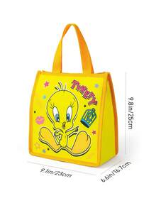 LOONEY TUNES X SHEIN 1個印花保溫午餐袋，可保溫或保冷，野餐袋 - 黃粉橙 - 查看 6