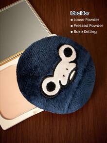 Fantastic Beasts X SHEIN Classic Animation Embroidered Plush Puff, Soft Long-Haired Makeup Sponge, Suitable For Loose Powder, Gently Care For Sensitive Skin - Navy Blue - View 3