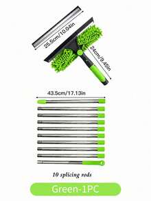 2-In-1 High-Rise Window Cleaning Kit With 10 Extension Rods For High-Rise Glass Wipe And Scraper, Reusable Microfiber Pad, No Power Required, Machine Washable, Ideal Mother's Day Gift - A - View 12