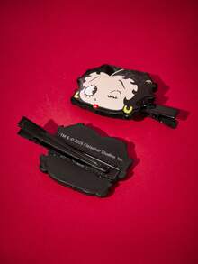 Betty Boop X Joivida 2件組粉色蝴蝶結貓頭樹脂髮夾，鋅合金鱷魚夾，女性側瀏海夾，甜美少女風髮飾髮夾，適合日常配戴 - 黑色 - 查看 4
