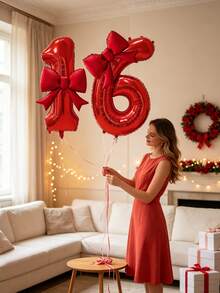 Numeric Foil Balloons, Ideal For Indoor‑Scene Decorations For Birthdays, Anniversaries And Theme Parties. Can Be Used As Tabletop Ornaments And Focal‑Point Decorations For Venues. Popular Decorative Items For Theme Celebrations. - 32 inch red + 21 inch butterfly - View 7