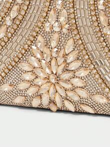 SHECARRY Ladies Fashion Elegance Luxury Exquisite Rhinestone Decorated Dinner Bag Gold Clutch Bag For Parties Festive Dinners Parties Ball Weddings - Gold - View 8