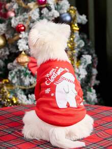 PETSIN 1 Pc Pet Christmas Arctic Bear Letter Print Red Sweatshirt - Multicolor - View 8