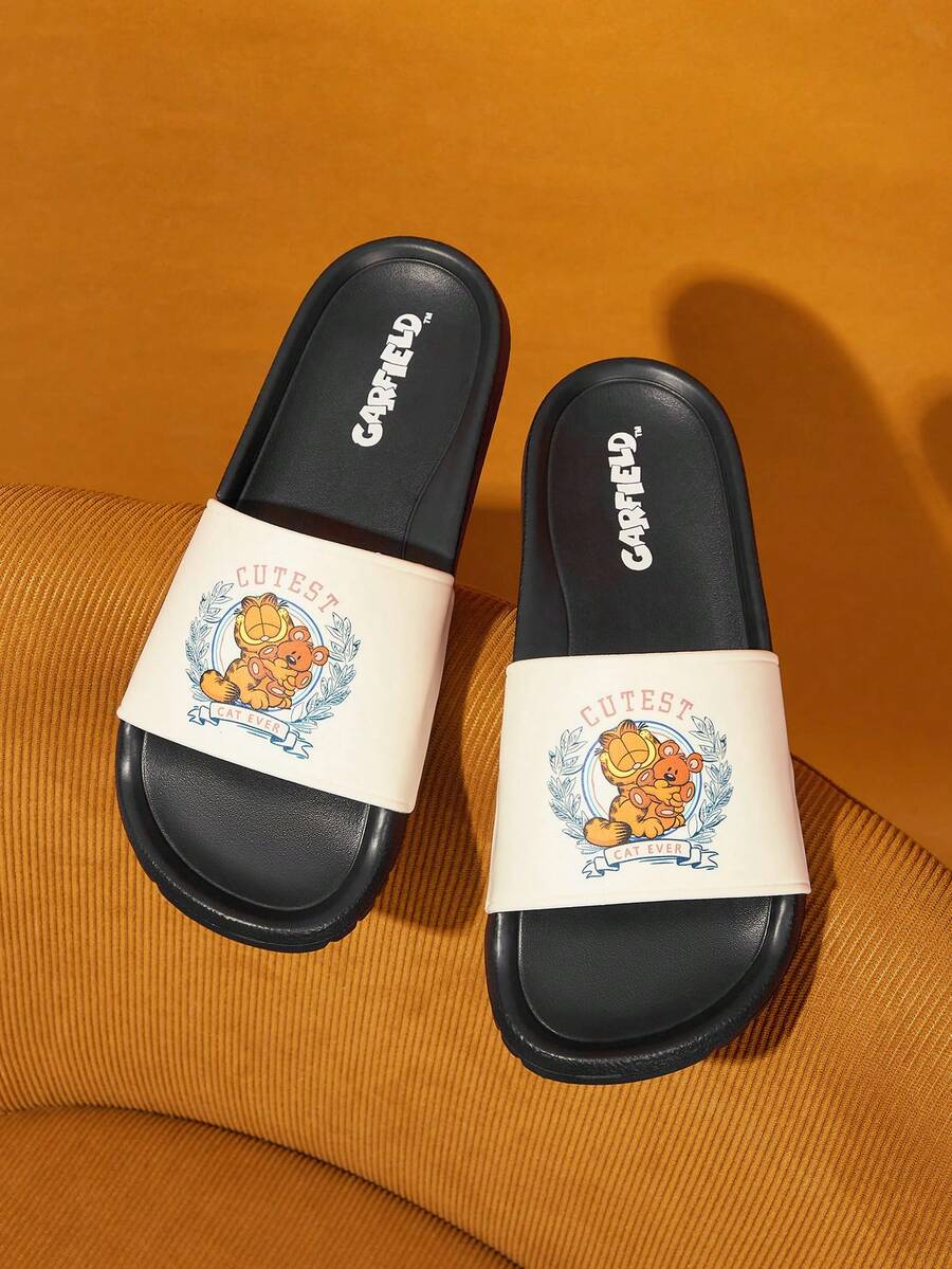 GARFIELD | SHEIN Ladies Slippers Girly Style, Cute Cartoon Slippers - Off-white - View 1