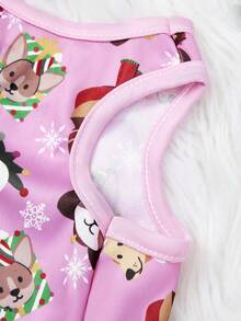 PETSIN 1pc Christmas Clown Dog Snowflake Letter Printed Tank Top Pink Christmas Skin Friendly Breathable Pet Clothes - Multicolor - View 10