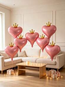 Crown‑Heart Foil Balloon Set, A Preferred Decorative Item For Birthday Banquets, Themed Parties, Arch Scene Arrangements And Family Gatherings. - Pink Crown - View 2