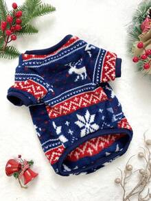 PETSIN 1 Pc Christmas Flannel Cute Print Pet Sweatshirt Without Hat - Multicolor - View 10