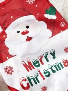 PETSIN 1pc Pet Christmas Red "Merry Christmas" & Santa Graphic Print Cute Dog Tank Top - Multicolor - View 9