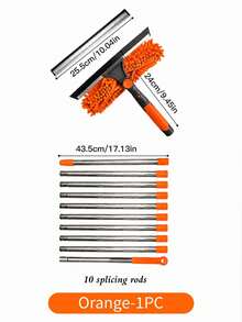 2-In-1 High-Rise Window Cleaning Kit With 10 Extension Rods For High-Rise Glass Wipe And Scraper, Reusable Microfiber Pad, No Power Required, Machine Washable, Ideal Mother's Day Gift - A - View 13