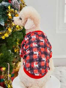 PETSIN 1 Pc Pet Christmas Reindeer Plush Sweatshirt - Multicolor - View 5