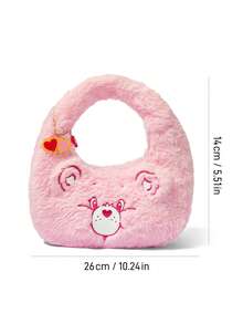 SHEIN X Care Bears Cute 3D Ear Embroidered Plush Bear Handbag, Soft Texture, Spacious, Ideal For Daily Commuting And Casual Outings - Light powder - View 9