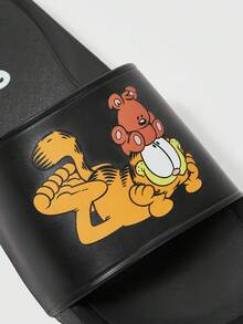 GARFIELD | SHEIN Ladies Slippers Girly Style, Cute Cartoon Slippers - Black Cat - View 2