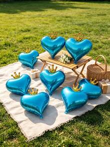 Crown‑Heart Foil Balloon Set, A Preferred Decorative Item For Birthday Banquets, Themed Parties, Arch Scene Arrangements And Family Gatherings. - Blue Crown - View 7