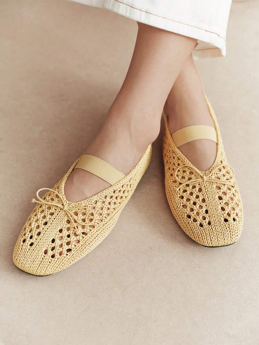 Rosivie Women's Woven Hollow Flats - Apricot - View 1