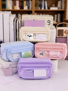 Large Capacity Multifunctional Pencil Case With Desk Organizer Dividers Durable Polyester Material Portable Study Desktop Storage Box Multi Compartment For Pens Pencils Markers Ideal Back To School Gift Unisex - multicolor - View 13