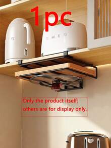 No‑Drill Under Cabinet Storage Rack, Pot Lid Cutting Board Holder, Kitchen Paper Towel Organizer For Home Kitchen - Multicolor - View 9