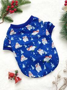 PETSIN 1 Piece Of Red Scarf, Teddy Bear, Ice Skating, Cedar Tree Pattern, Printed Pet, Soft And Comfortable Pet Clothing - Multicolor - View 8