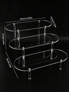 1pc,1/2/3/4 Tier,Round Corner Transparent Acrylic Tiered Figurine Display Shelf, Transparent Acrylic Multi-Tier Figurine & Cosmetics Small Decor Display Stand - Clear - View 5