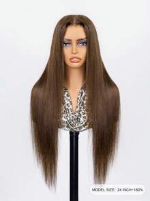 ALL READY WIG 巧克力棕色骨直人髮假髮 180%密度 7x5蕾絲前額 預拔髮巴西原色處女髮假髮 女款 自然髮線 無需膠水 100%人髮 - S4 - 查看 3