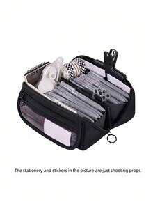 Large Capacity Multifunctional Pencil Case With Desk Organizer Dividers Durable Polyester Material Portable Study Desktop Storage Box Multi Compartment For Pens Pencils Markers Ideal Back To School Gift Unisex - multicolor - View 8
