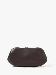Maija Ladies Fashionable Elegant Simple Personalized Gold Metal Imitation Leather Hard Box Clutch Bag, Dating Dinner Party Banquet - Gold - View 4
