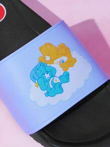 SHEIN X Care Bears 女款粉色與白色印花拖鞋，輕量柔軟底拖鞋 - 天藍色 - 查看 2