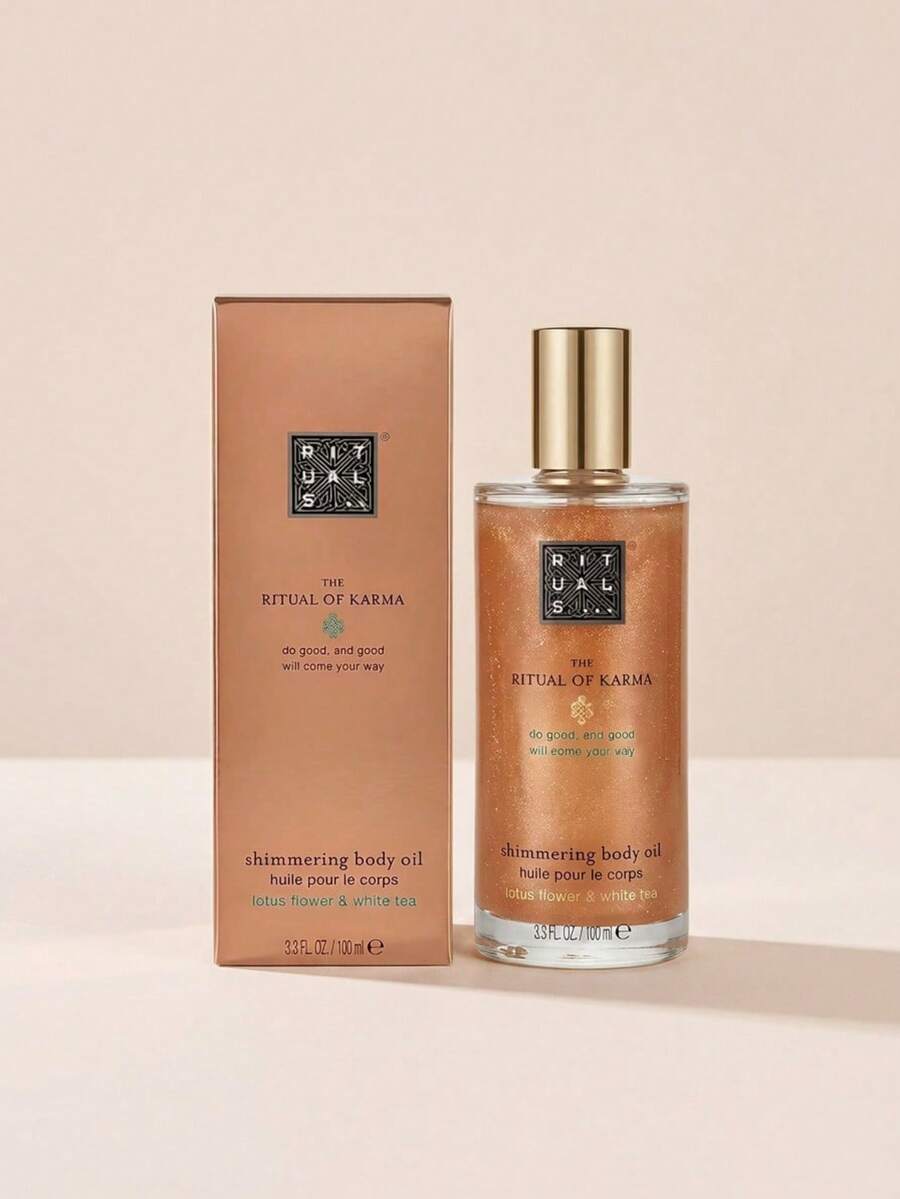 Rituals Karma Shimmering Body Oil 100 Ml – Body Oil, Shimmering, For Women, Lotus Flower, Shimmering Gold, Lotus Flower Extract, Suitable For Summer Beach Days - White - View 1